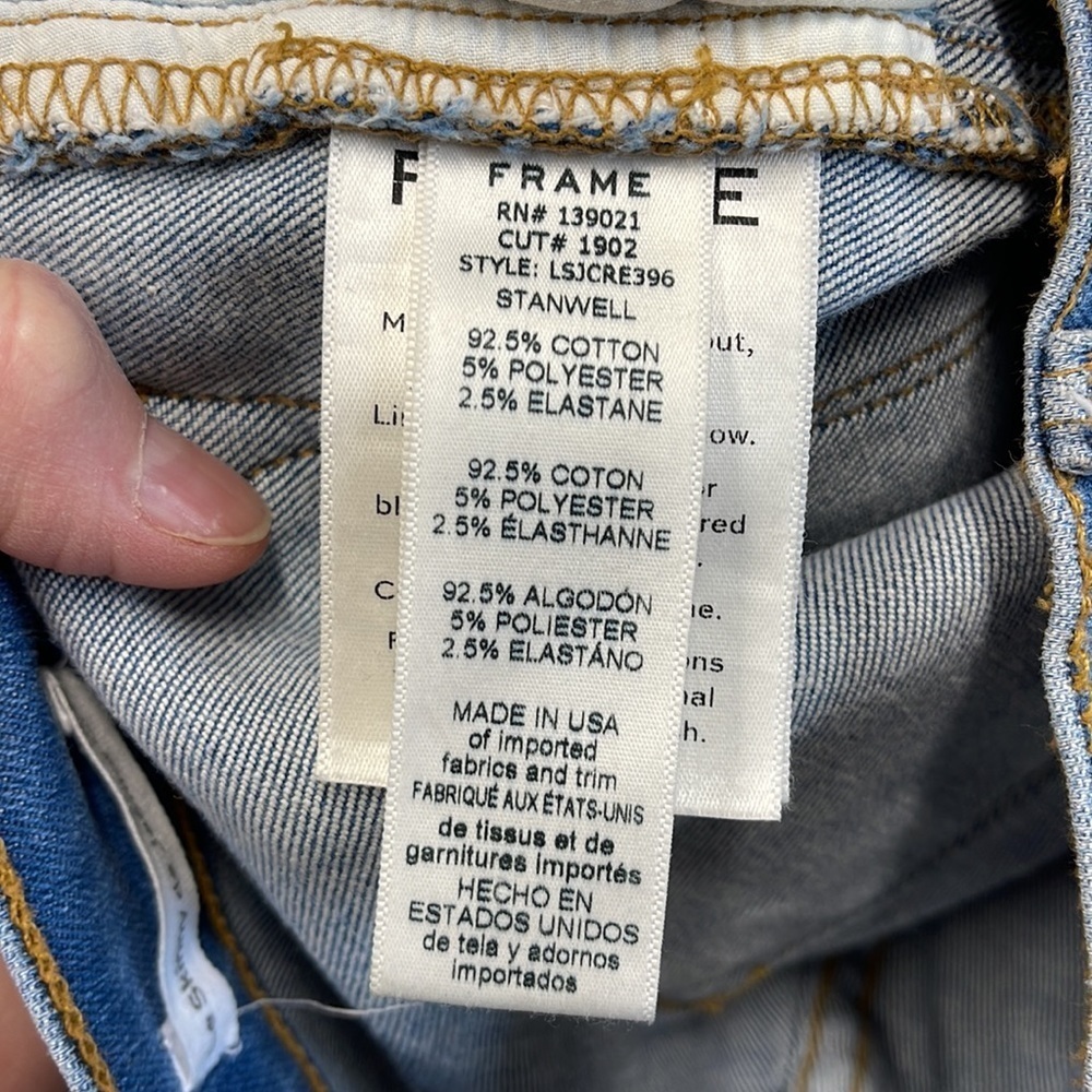 Frame Denim Distressed Le Skinny De Jeanne Crop Jeans In Stanwell Wash Size 25 - Picture 5 of 11